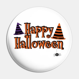 Happy Halloween Spider With Witch Hats Pin