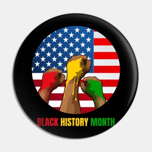 black history month american flag and fist Pin