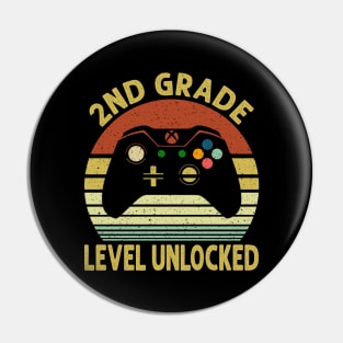 2nd Grade Level Unlocked First Day of School Video Gamer Pin