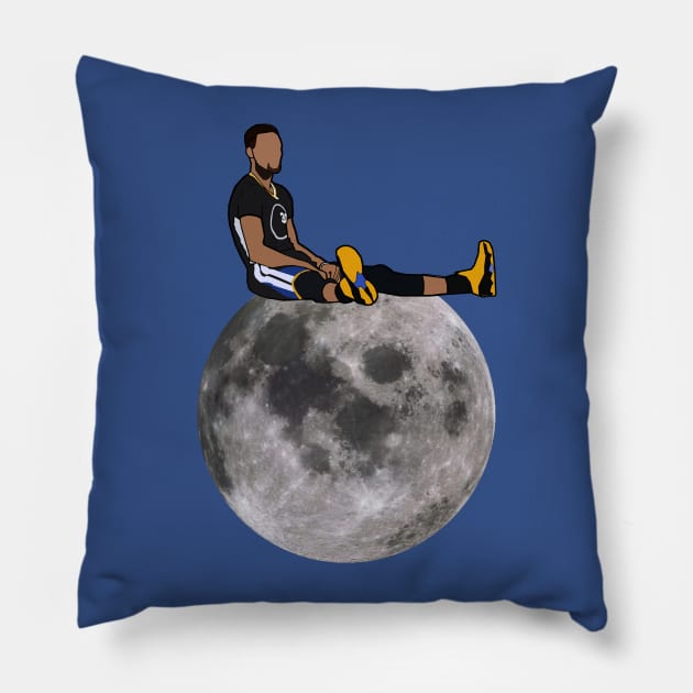 Steph Curry Sitting on the Moon - Golden State Warriors Pillow by xavierjfong