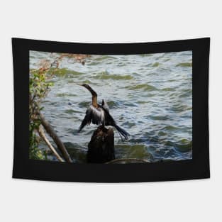 Cormorant on a Lake Tapestry