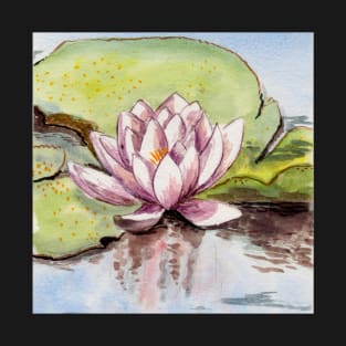 lotus zen pond watercolor painting T-Shirt