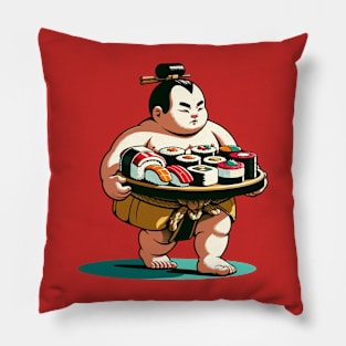 Sumo carrying sushi Pillow