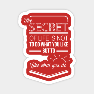 the secret of life is not to do what you like but to like what you do Magnet