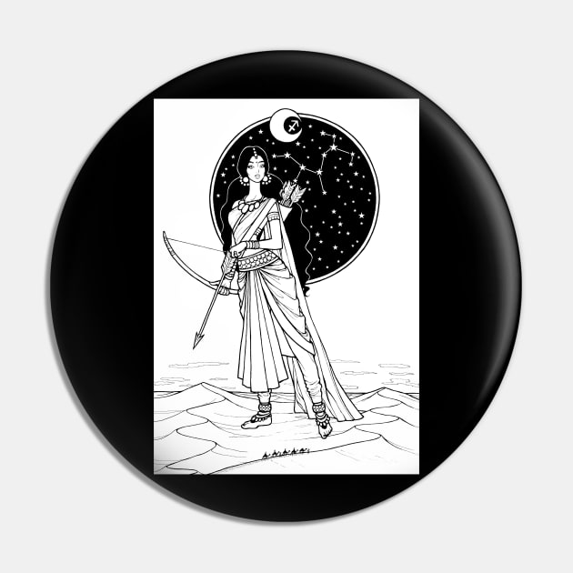 Indian Sagittarius In Black Design Pin by OlgaMaletina