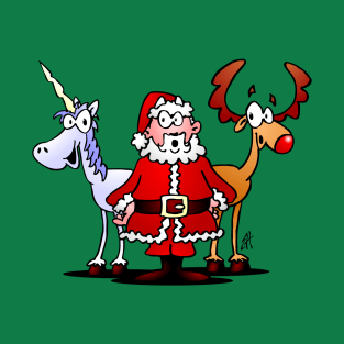 Santa, reindeer and a unicorn T-Shirt