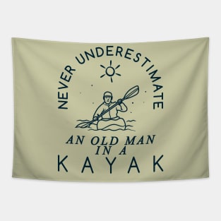 Never Underestimate and Old Man in a Kayak Tapestry