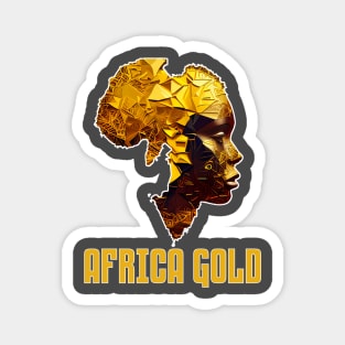 African Woman Shaped In Golden Africa Map Magnet