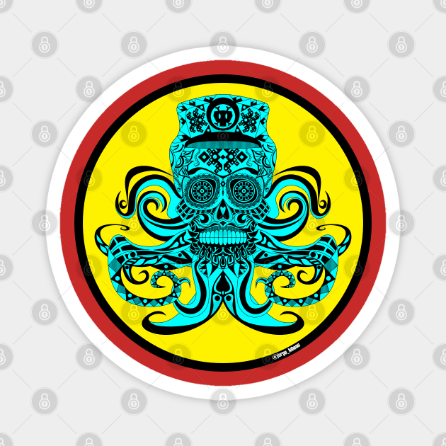 octopus navy master sailor ecopop arts Magnet by jorge_lebeau