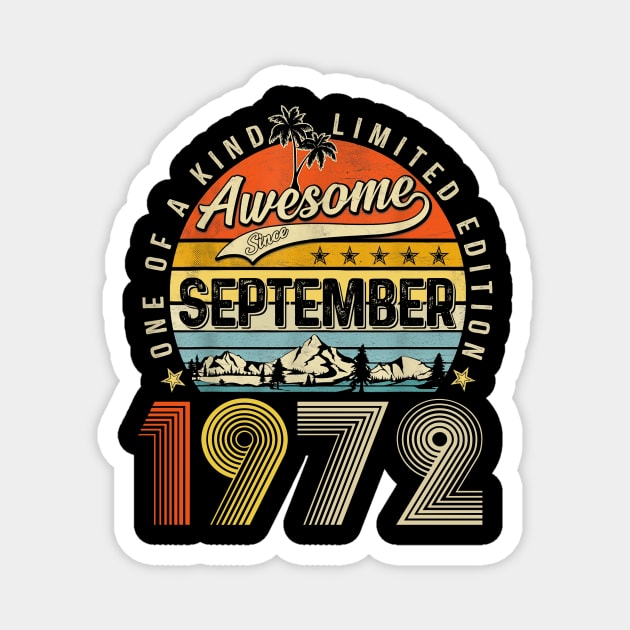 Awesome Since September 1972 Vintage 51st Birthday Magnet by Red and Black Floral