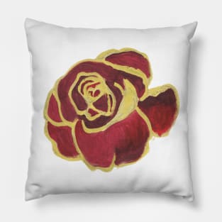 Red Velvet Gold Rose Pillow