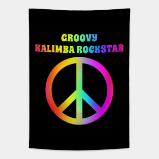 Groovy Kalimba Player Peace Halloween Party Retro Vintage Tapestry