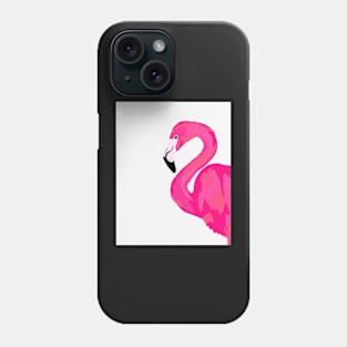 Pink flamingo print, White, Pink, Modern art, Wall decor Phone Case