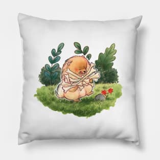 Hungry Pomeranian Misha Watercolour Painting Pillow