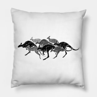 Australian kangaroos drawing in shades of gray Pillow