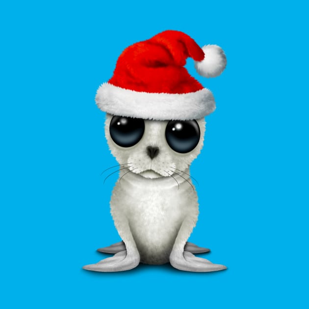 Baby Arctic Seal Wearing a Santa Hat by jeffbartels