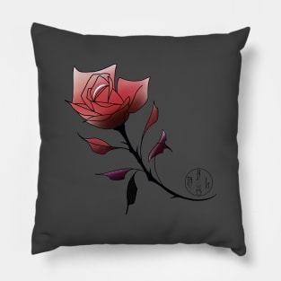 Red neotraditional rose Pillow