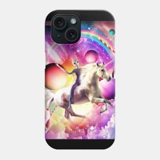 Space Alien Riding Unicorn - Milkshake Rainbow Phone Case