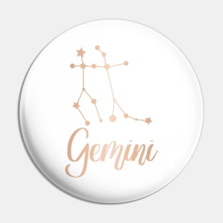 Gemini Zodiac Constellation in Rose Gold Pin