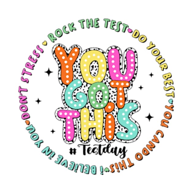 It’s Test Day You Got This, Test Day Dalmatian Dots, Rock The Test, Groovy Testing by artbyGreen