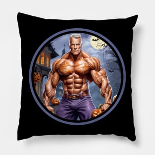 Muscle Daddy on Halloween Night Pillow