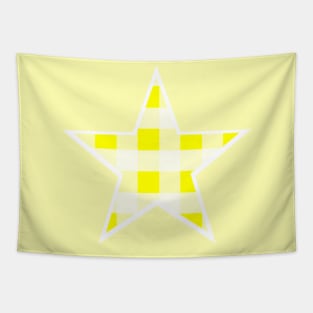 Yellow and White Buffalo Plaid Star Tapestry