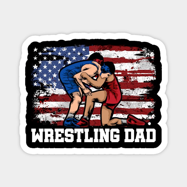 Wresting USA Flag Wrestling Dad Magnet by KAWAIITEE