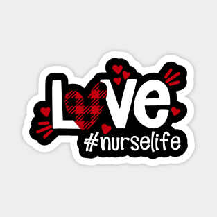 Love Life Flannel Heart Nurse Life Magnet