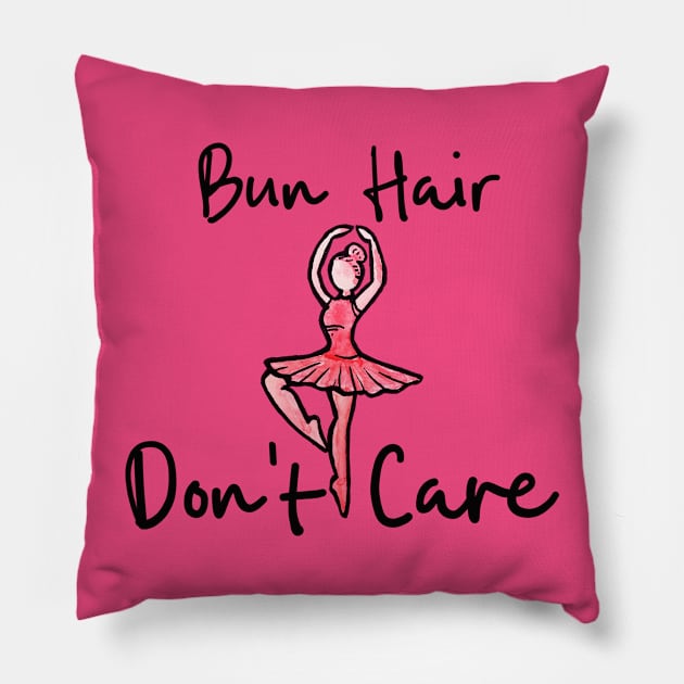 Bun hair don't care Pillow by bubbsnugg
