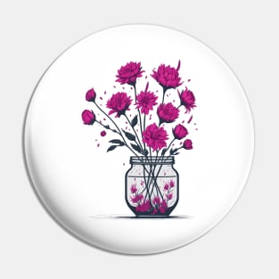 Cosmic Flowers in a Mason Jar Pin