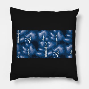 blue birch forest at night, seamless pattern Pillow