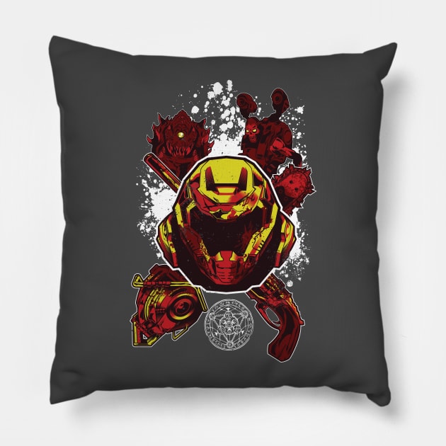 Doomguy with friends Pillow by Hulkey