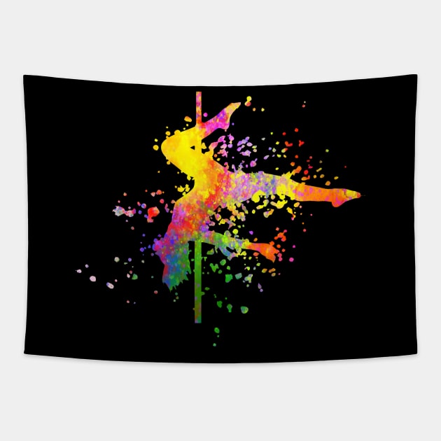 Pole Dance Fitness Color Splash Pole Dance Tapestry by WoollyWonder