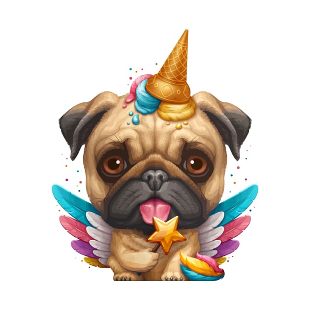 Pug Ice Cream Unicorn by stonemask