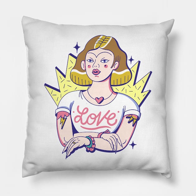 Summer love t-shirt girl Pillow by Paolavk
