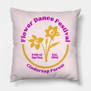 Stardew Fuschia and Orange Flower Dance Festival - Cute Unofficial SDV Merch Pillow