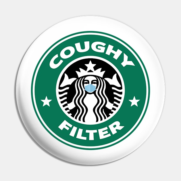 Coughy Filter Coffee Pun Mask Pin by Pipsta