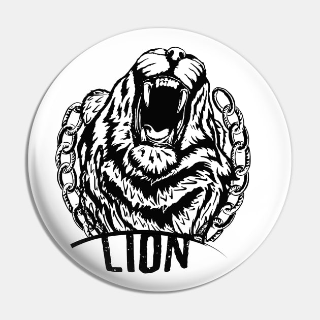 Lions Wildlife King Retro T-Shirt Pin by FASHION LUXURY 
