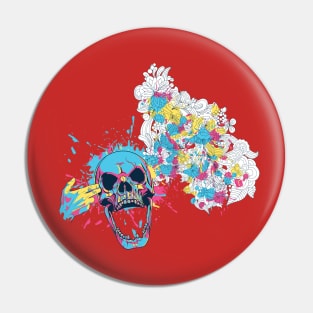 Colour Art Skull Design Pin