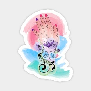 Female hand and flowers Magnet