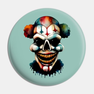 Scary Horror Clown Watercolor Art Pin