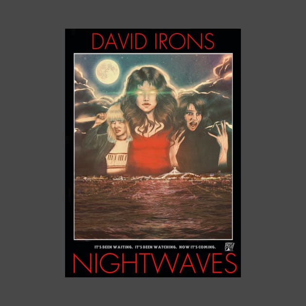 Night Waves Roxi Drive horror novel synthwave T-Shirt Mizucat by David Irons Writer: Horror Tees!