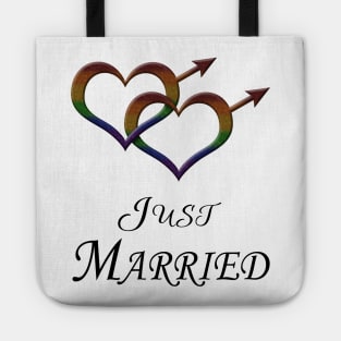 Just Married Gay Pride Interlinking Male Gender Symbols Tote