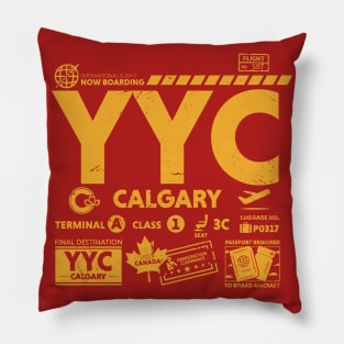 Vintage Calgary YYC Airport Code Travel Day Retro Travel Tag Canada Pillow