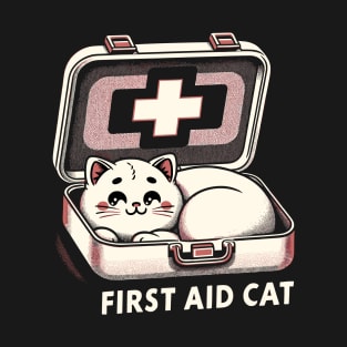 First Aid Cat Pun Nurse Doctor Healthcare Novelty Funny Cat T-Shirt