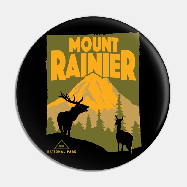 Retro Vintage Mount Rainier National Park Apparel Pin by Terrybogard97