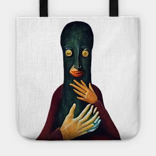 A surreal portrait of a strange creature with a long face Tote