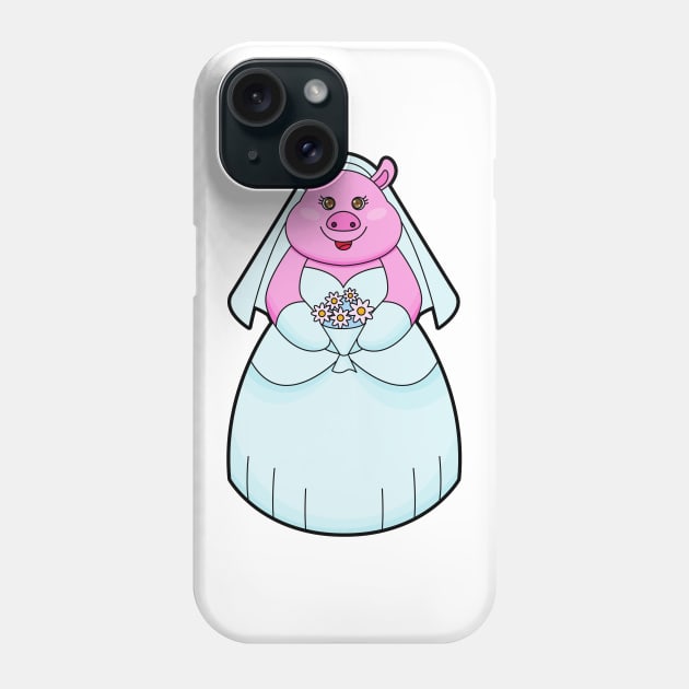 Pig as Bride with Veil Phone Case by Markus Schnabel