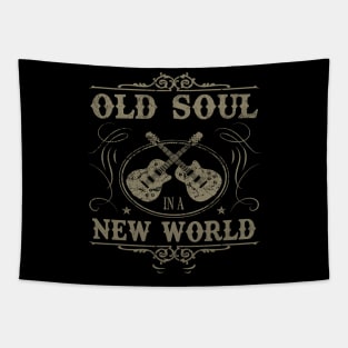 Old Soul in a New World Country Bluegrass Music Guitar Fan Tapestry