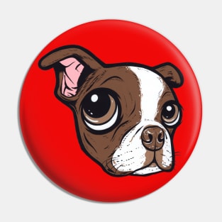 Brown Boston Terrier Face Pin